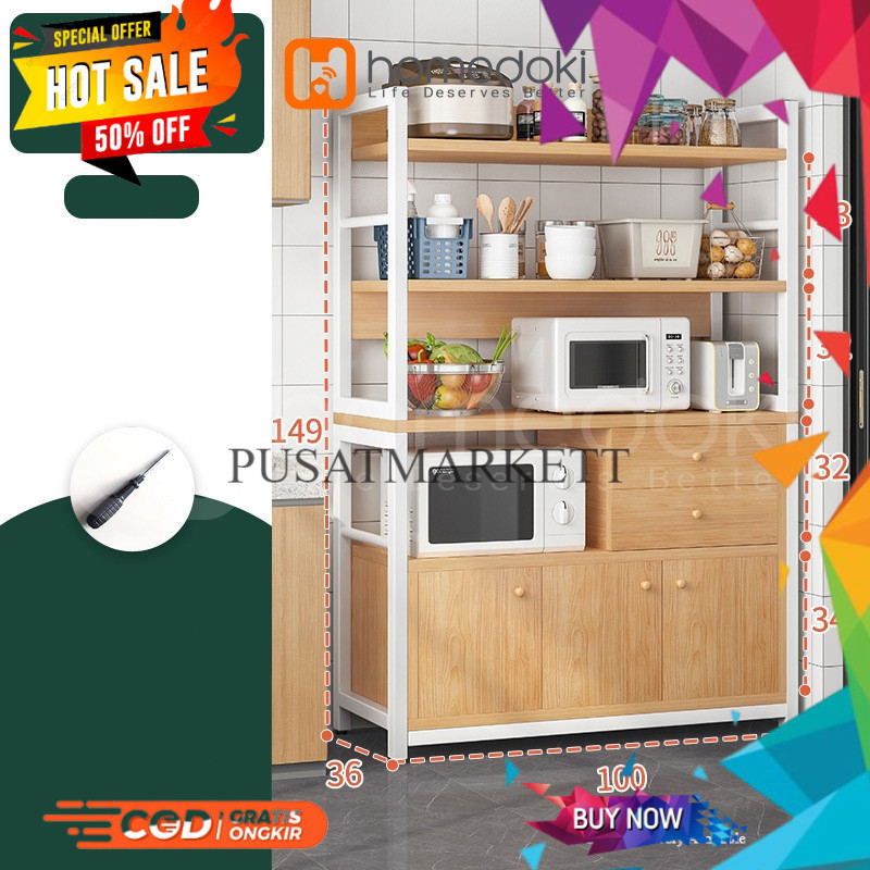 Lemari Dapur Kayu/Rak Dapur Minimalis/Rak Dapur Serbaguna/Lemari Dapur Minimalis /Rak Microwave