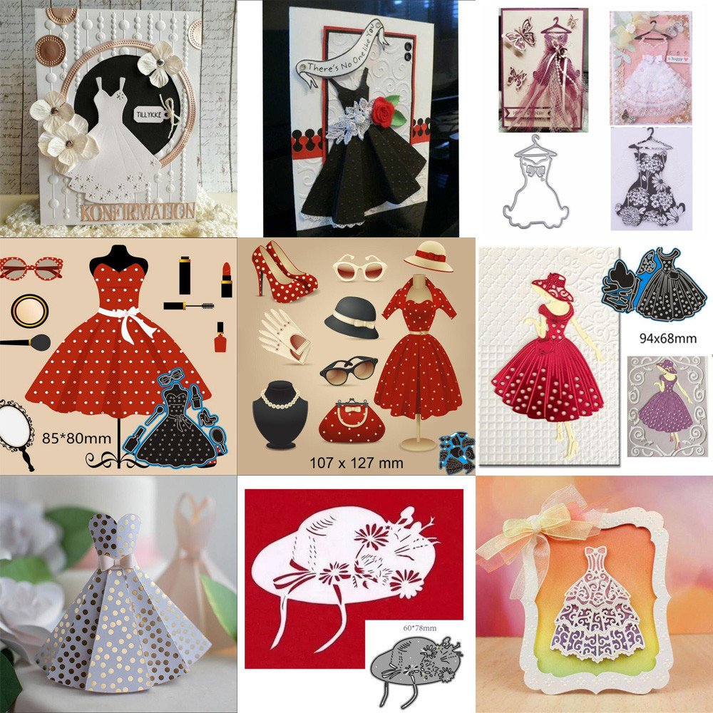 

Dress clothing Metal Cutting Dies Scrapbooking Metal Craft Cut Die hat Mold Templates Photo Album Card Making Embossing Stencil