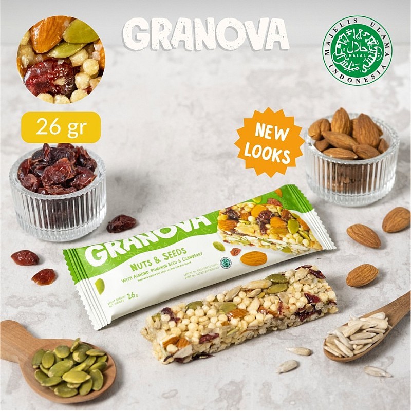 

Granola Bar by Granova Snackbar Sarapan 26 gr - 1 Karton Isi 16pcs