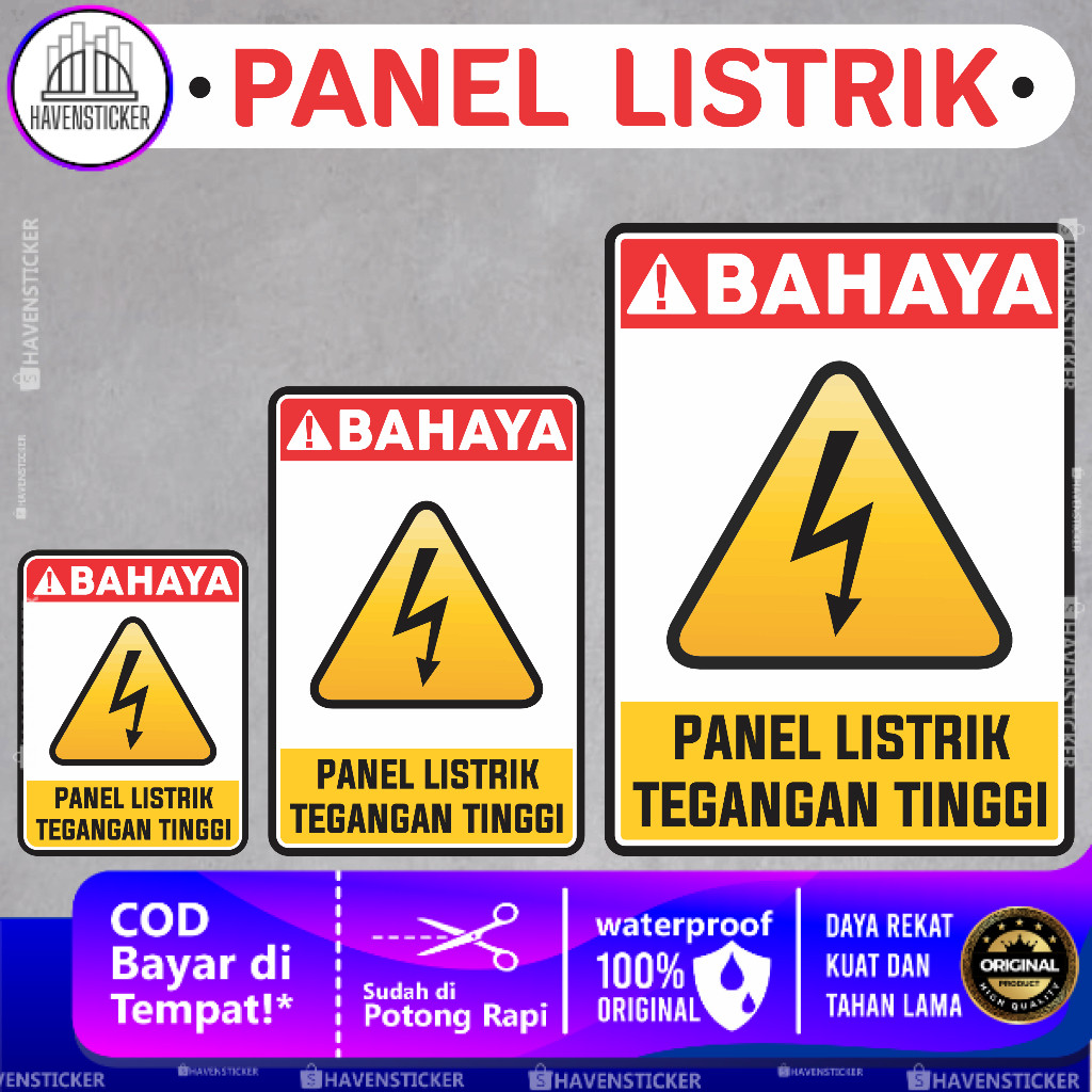 

Stiker Anti Air/waterproof Bahaya Panel Listrik Tegangan Tinggi Laminasi Glossy