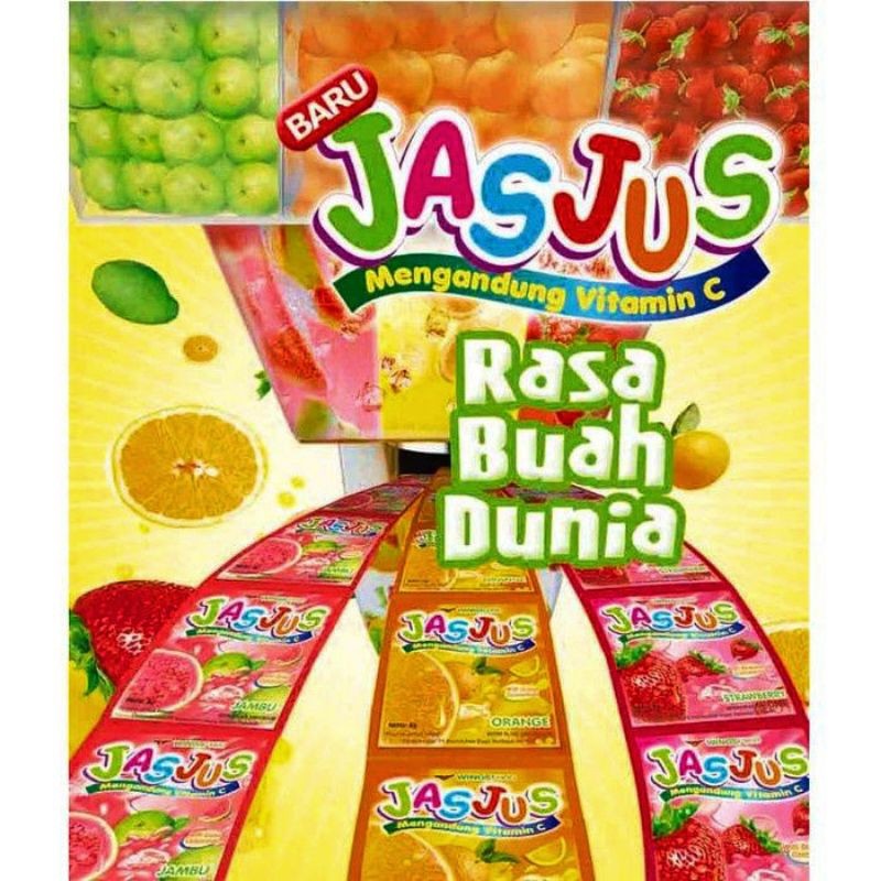 

jas jus cincau guava jeruk nipis peras lemon mangga melon orange sirsak strwberry 1renceng isi (10 sachet X 8gr)