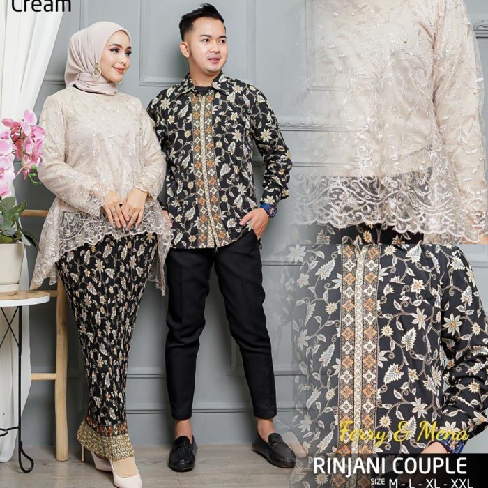 Set Kebaya Rinjani Tille Couple Kemeja Batik Pria Lengan panjang - nude, setelan kebaya