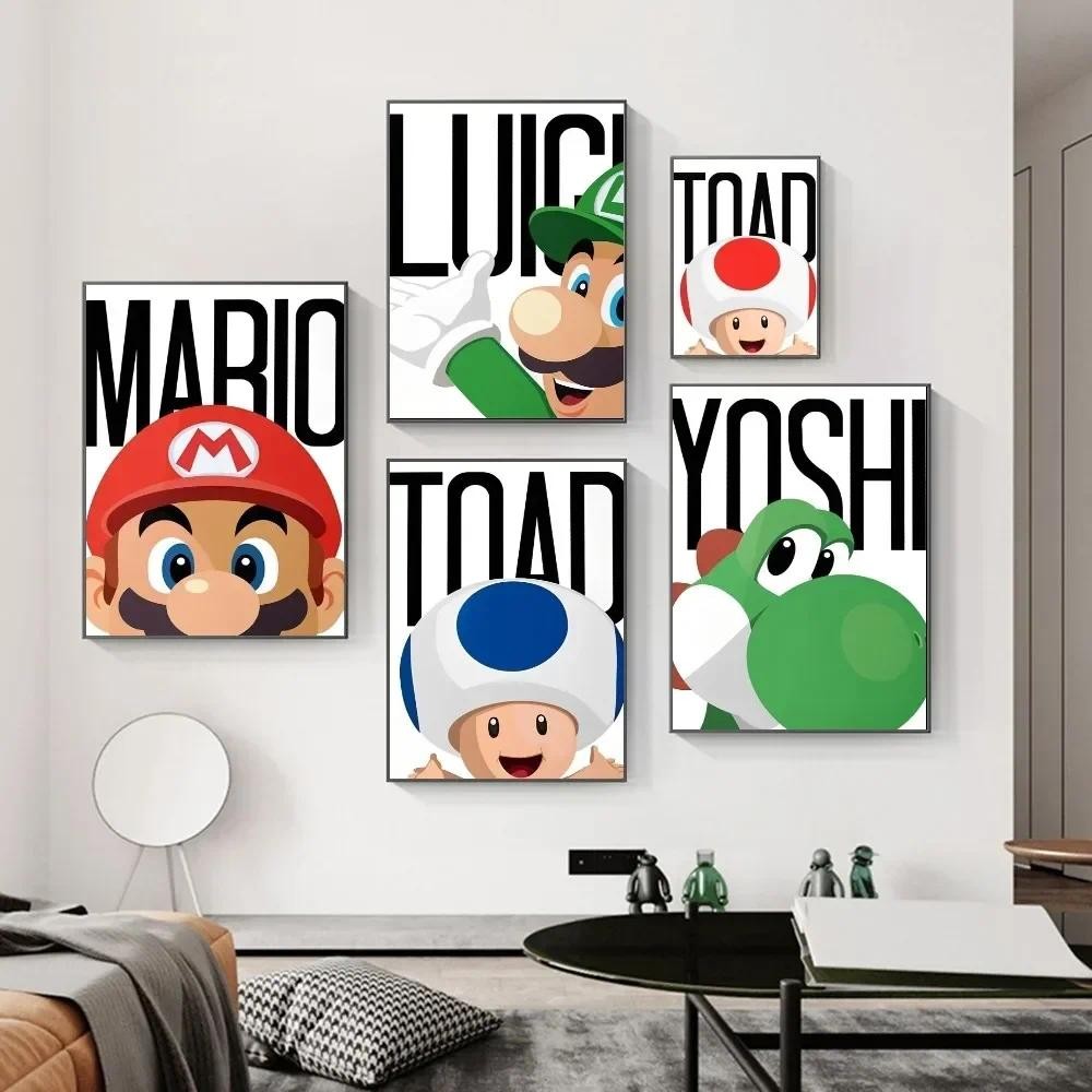 Classic Anime Movie M-Marios Bowser Kart Poster High Quality Paper Waterproof Sticker Home Living Ro