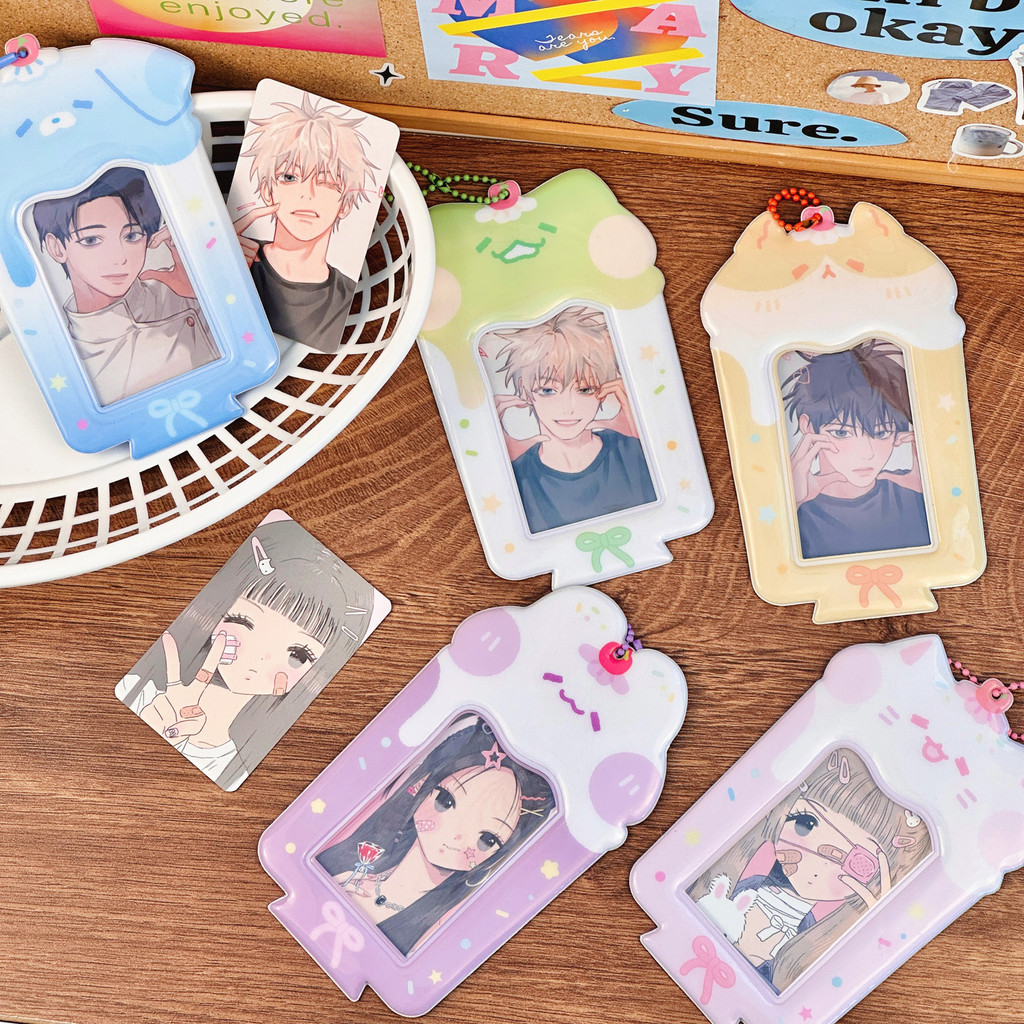 

Kawaii Icecream Cup Photocard Holders For 3inch Cards Cartoon Bear Rabbit Card Cover Sleeves