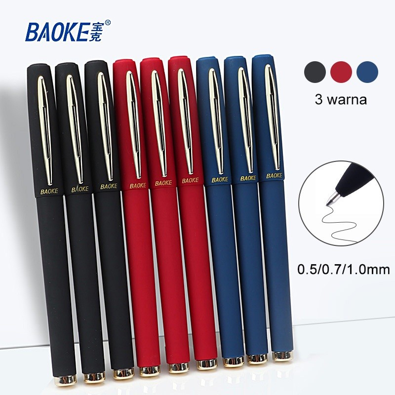 

BAOKE Pulpen Gel / Gel Pen 0.5/0.7/1.0mm Kapasitas Besar Tinta Hitam Merah Biru Pena Tinta Gel Pena Karet 1 Pcs
