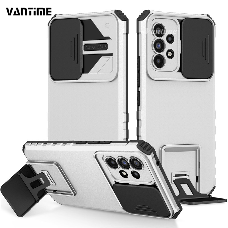 Casing HP Samsung Galaxy A52 A52s 5G Penutup Kamera Geser Penyangga Kickstand Tahan Guncangan Pelind