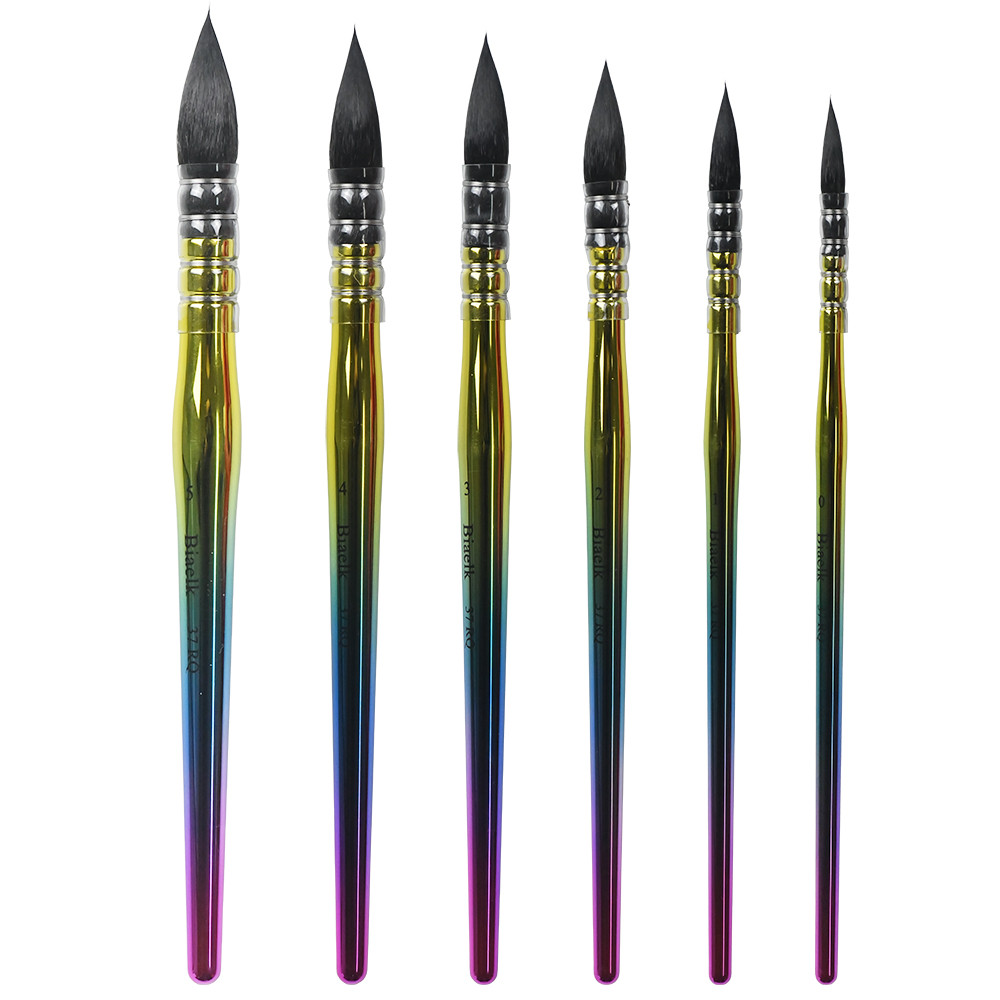 

6PC 37RQ Watercolor Artist Art Pen Supplie Squirrel Hair Mixed Wooden Handle Paint Brushes