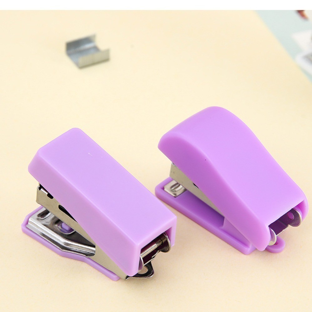 

2Pcs Metal Mini Stapler Colorful ABS Solid Color Small Paper Stapler Stationery