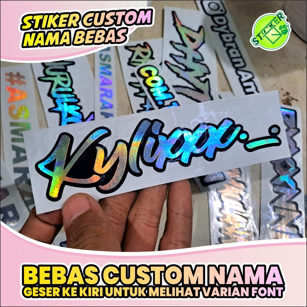 

STIKER CUSTOM NAMA BEBAS BANYAK PILIHAN FONT