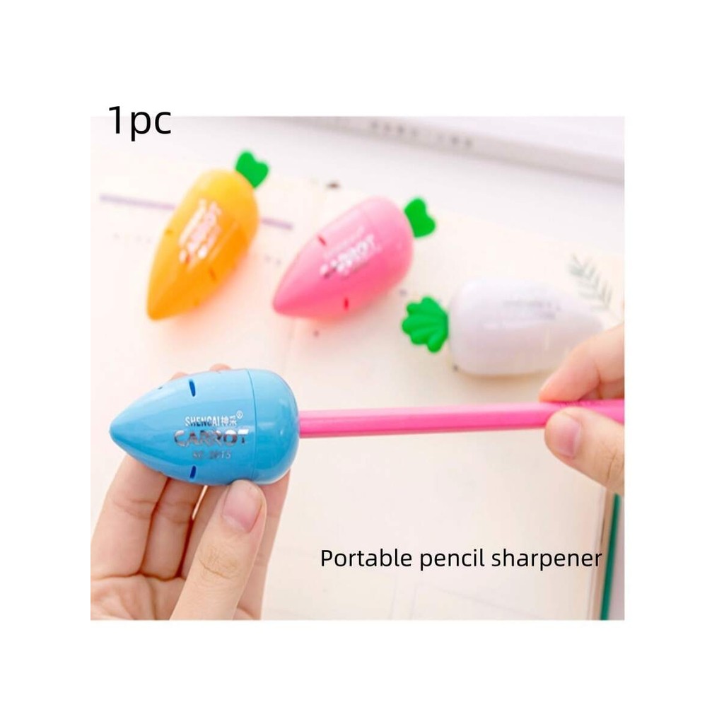 

5pcs Cute Cartoon Creative Carrot Molding Plastic Two Holes Pencil Sharpener for Kids Novelty Item School Supplies Stationery