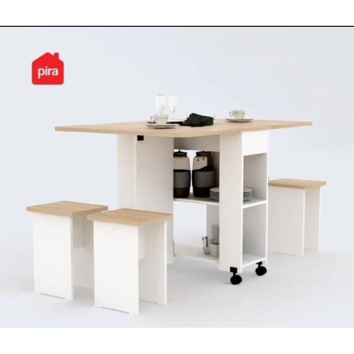 PIRA - ALLISON DT120 Meja Makan Kayu Terang White Ash - DT120 White-PO