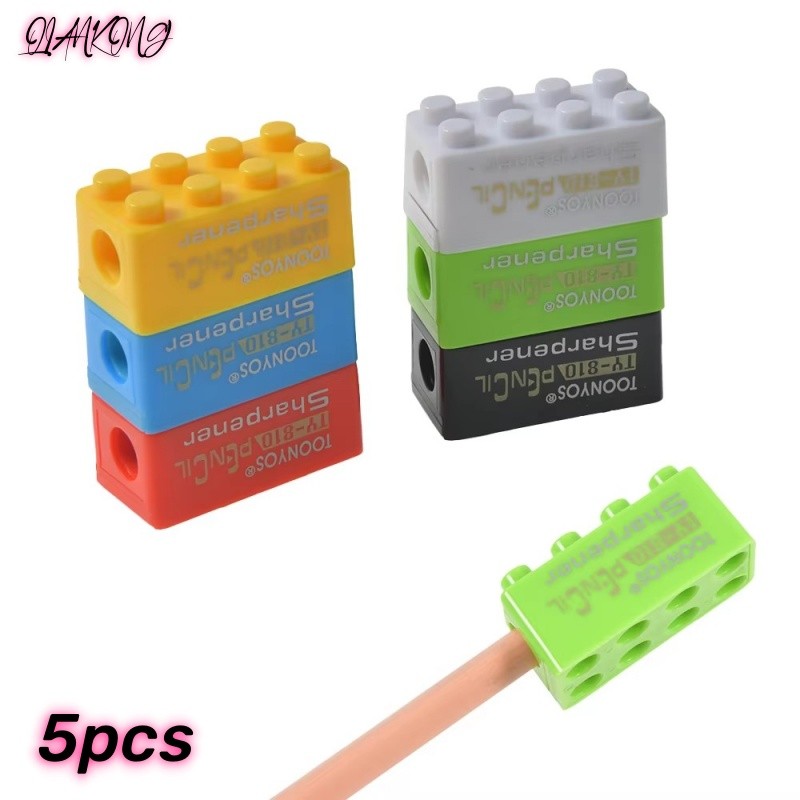 

5pcs Building Blocks Pencil Sharpener Cartoon Plastic Children's Office and School Supplies Student Stationery Korean Stationery