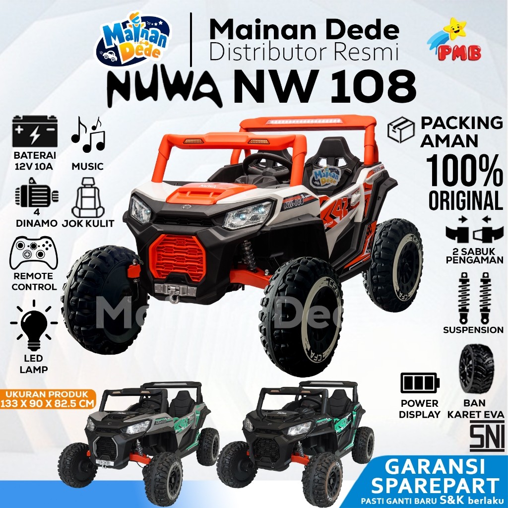 Mainan Mobil Aki Anak JEEP PMB NUWA NW 108 NW108 NW-108 4X4 BAN KARET EVA