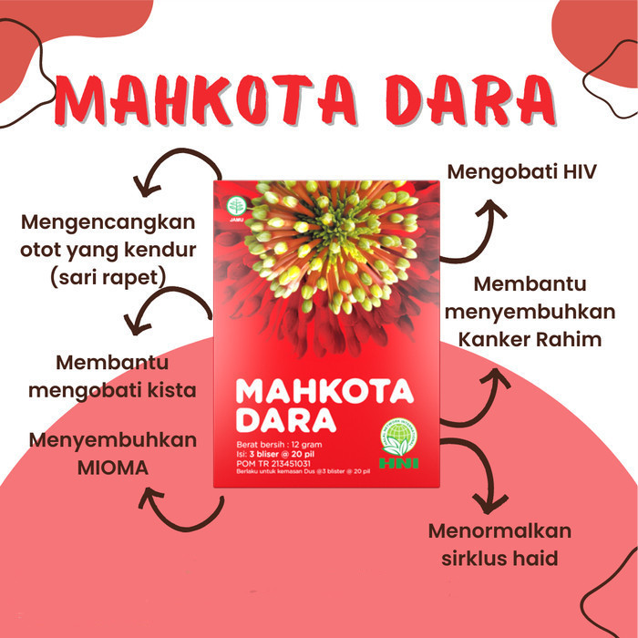 Mahkota Dara - Mustika Dara HNI HPAI - Herbal Miom Kista Hernia Keputihan Original 100% Herbal