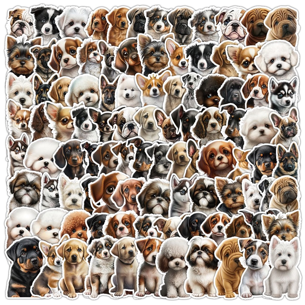 

100Pcs Cute Animal Dog Stickers Decals Gift for Laptop Car Luggage Notebook Scrapbook Cartoon Graffiti Sticker Kid Toys