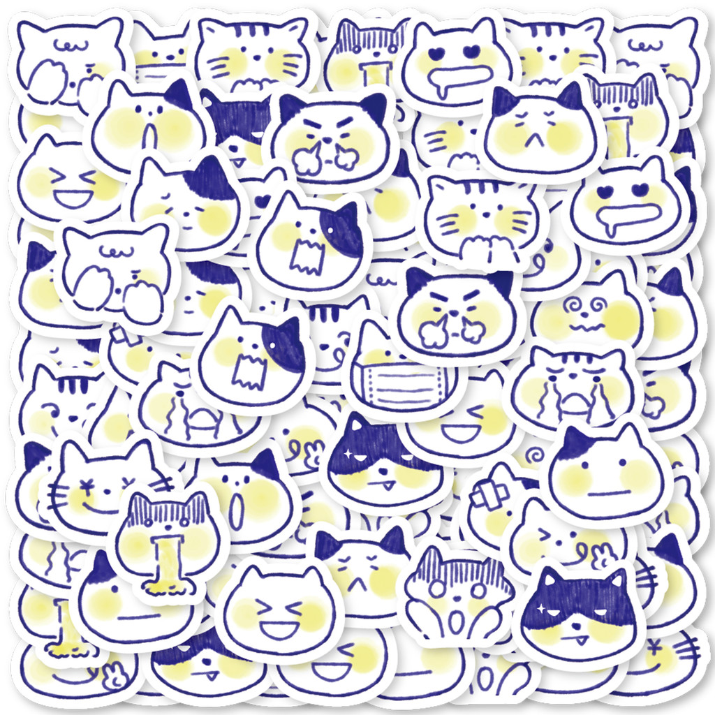 

40pcs Cute Blue Cat Cartoon Graffiti Stickers Decorated Laptop Motorcycle Suitcase Classic Toy Scrapbook Waterproof PVC Decals