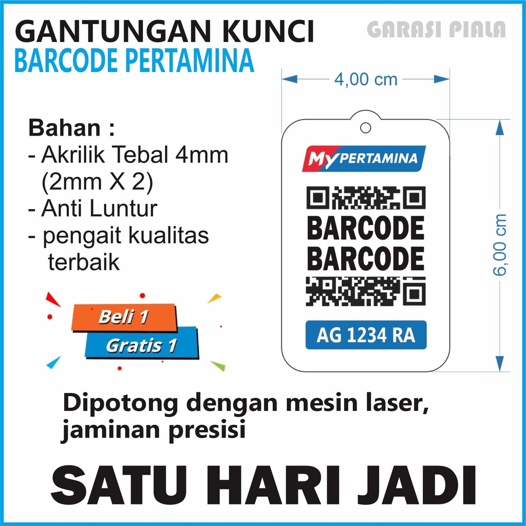 Kartu My Pertamina / Gantungan kunci custom barcode My Pertamina, QRIS / Cetak Barcode My Pertamina