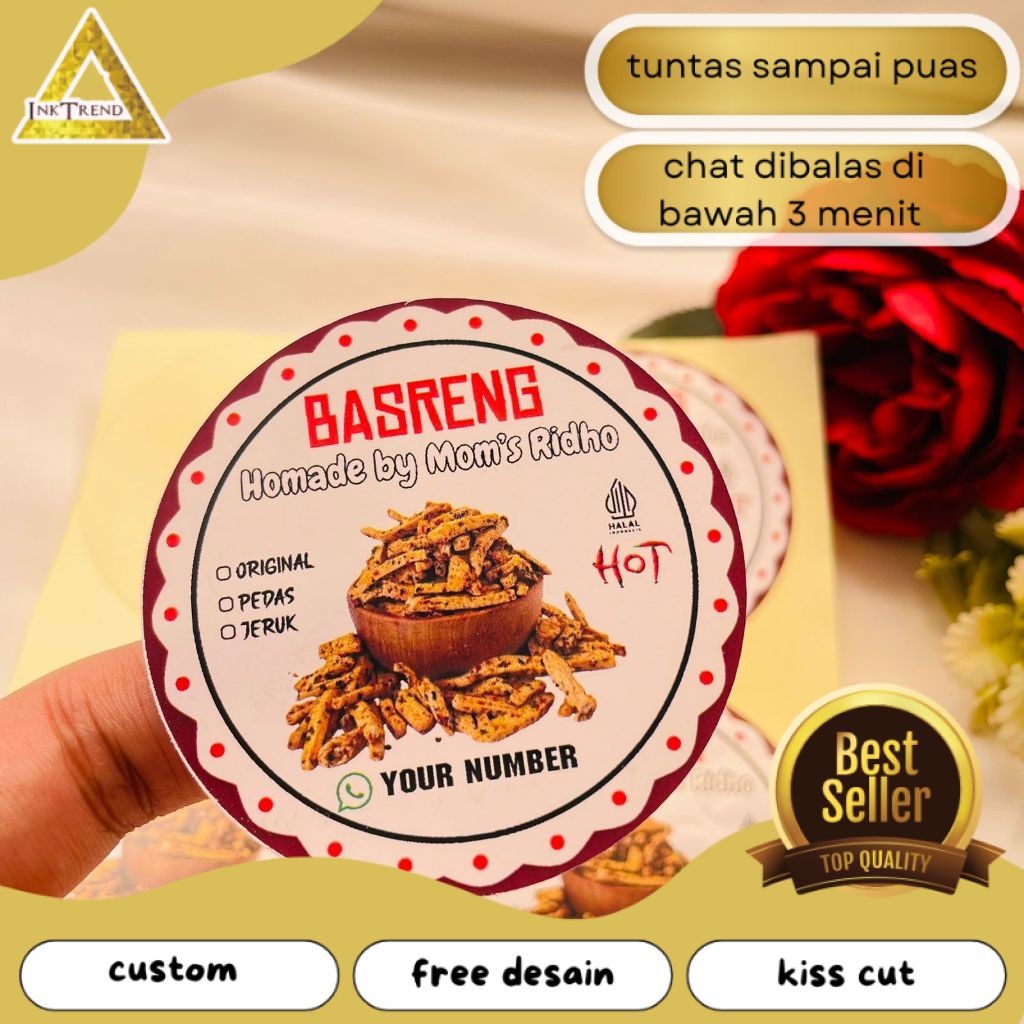 

INKA 9-15 Cetak Stiker Label Cemilan Basreng Sticker Makanan Baso Goreng Pedas Free Desain