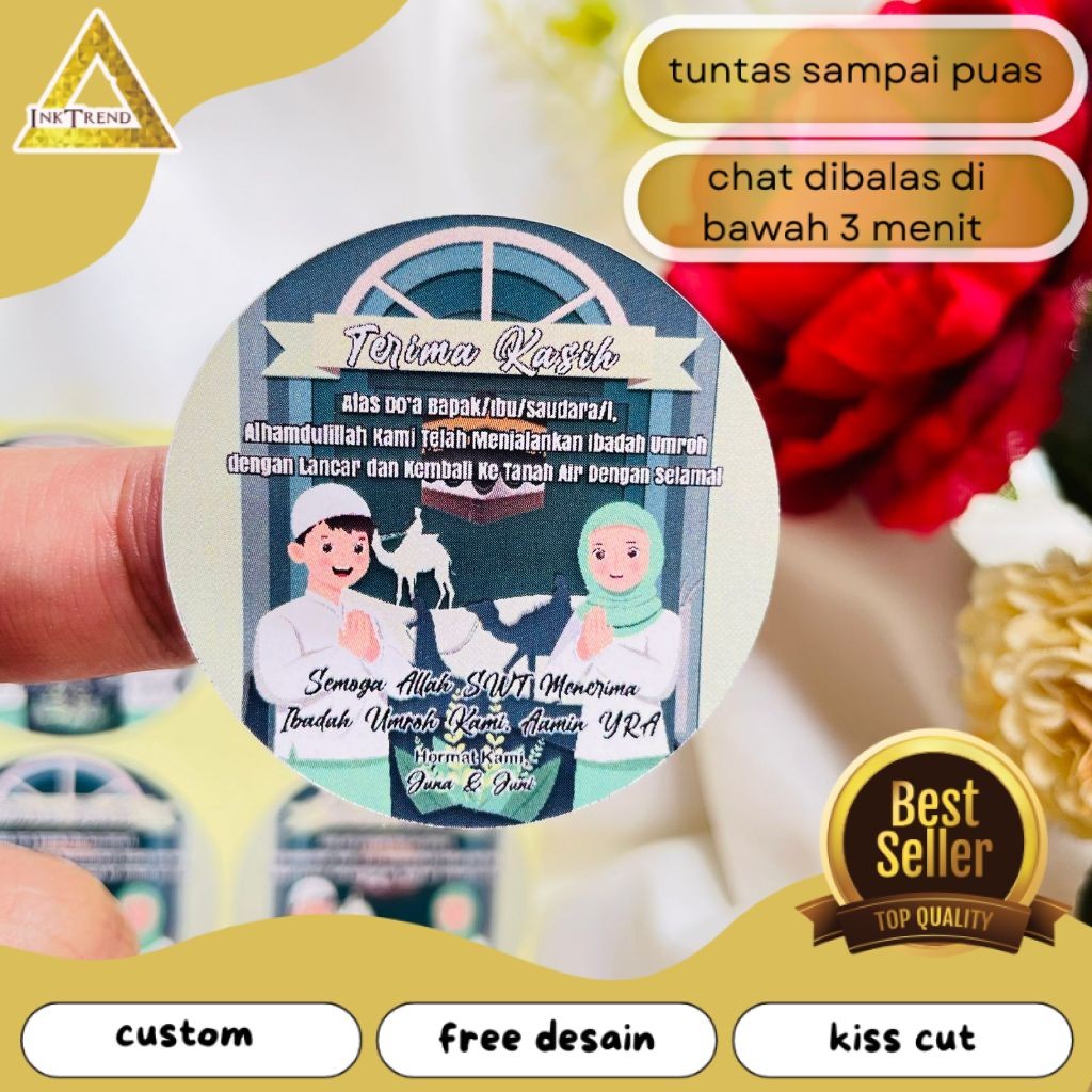 

INKA 5-8 Stiker Gift Umroh Chromo Bulat Sticker Label Souvenir Naik Haji Free Desain Uk.Sedang