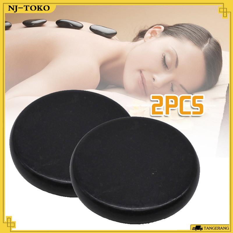 2PCS Hot Stone Massage 8*8*1.5cm Batu Hot Stone Massage Flat Hot Stone SPA