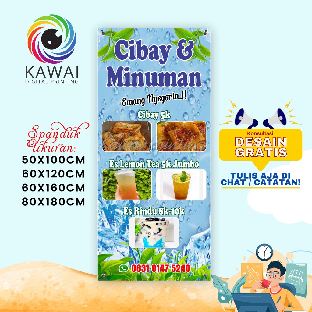 SPANDUK / BANNER Jualan Cibay Dan Minuman Design Outdoor / Indoor