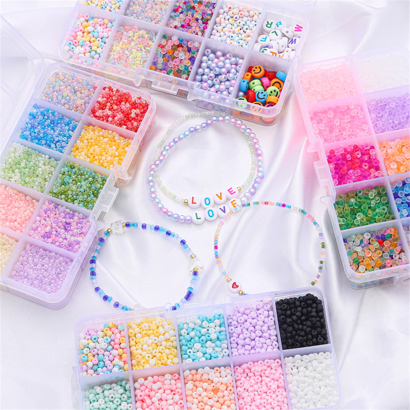 10 Colors Czech Crystal Glass Seed Beads Set,Jewelry Making Kit,Alphabet Letter Beads Box,Handmade D