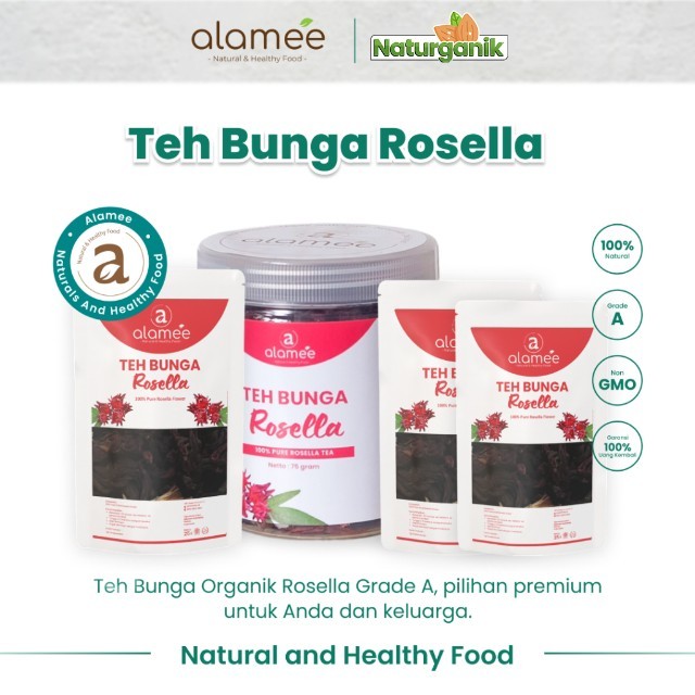 

ALAMEE Teh Bunga Rosella Kering Rosela Tea Flower Merah Premium Organik Red Premium Naturganik