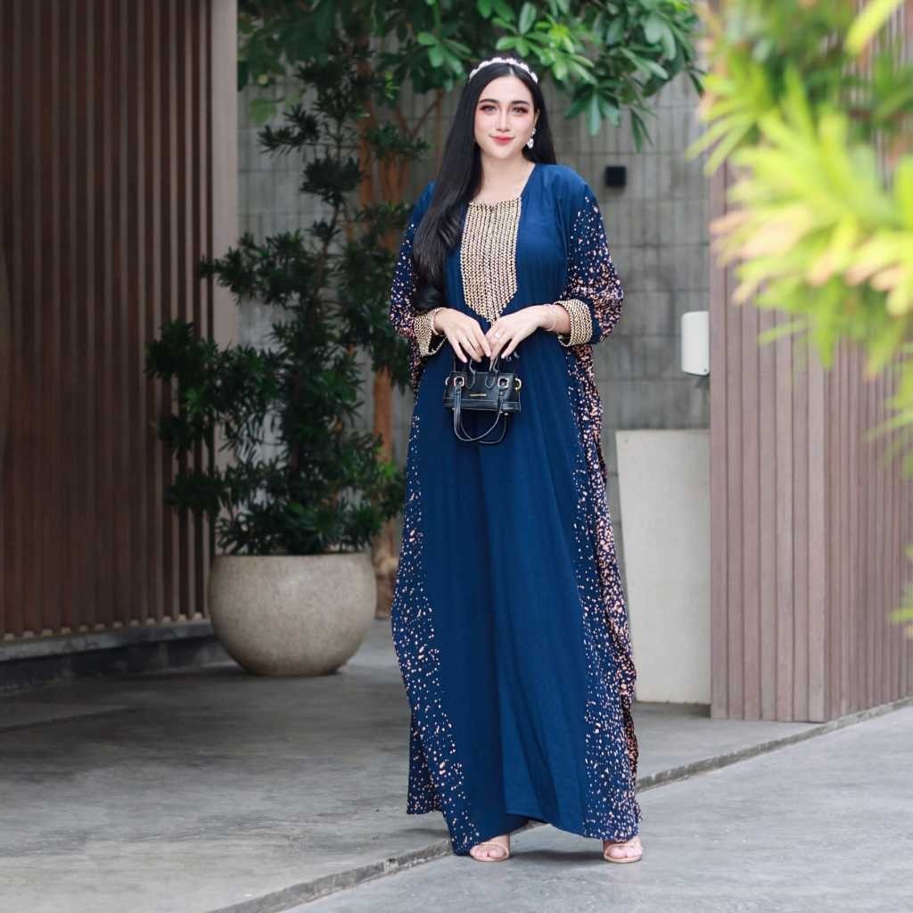 Gamis Kaftan Batik Kaftan Wanita Sultan Renda Jumbo Maksi Motif Batik Blirik Semprot Perca Busui Len
