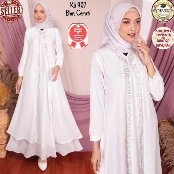 Chianoz Gamis Putih Abaya Hitam Premium Ceruti Sifon Motte Mutiara