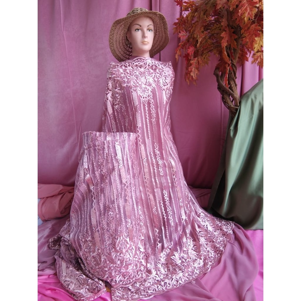 KAIN TILE RAMBAT BRUKAT BROKAT BORDIR BAHAN KEBAYA 1 Meter