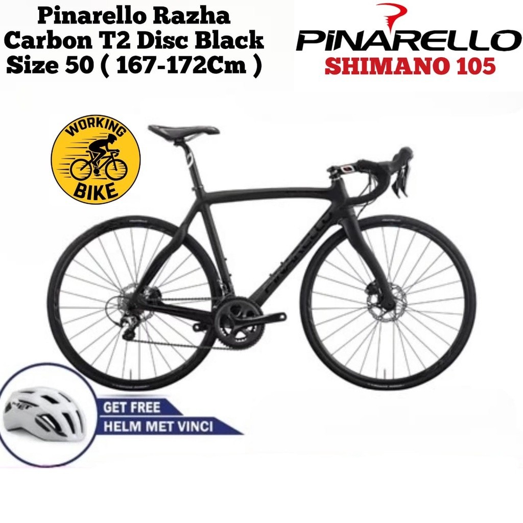 PINARELLO RAZHA CARBON T2 DISC Black CA363 Sepeda Balap Roadbike  Roadbike pinarello Razha Discbrake Shimano 105