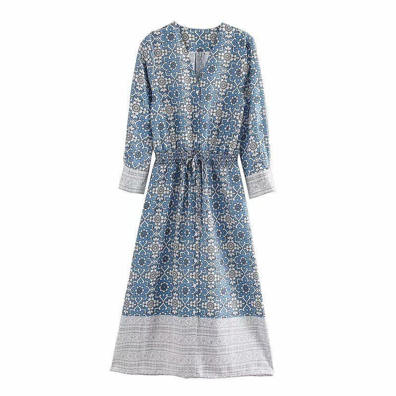 Dress Batik Modern Dress Biru Wanita Dress Korea