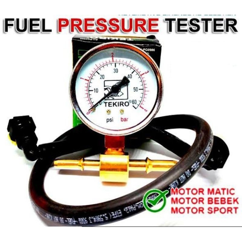 Fuel Pump Tester Injektor 6mmx8mm Alat Ukur Tekanan Pompa Bensin Motor dan Mobil