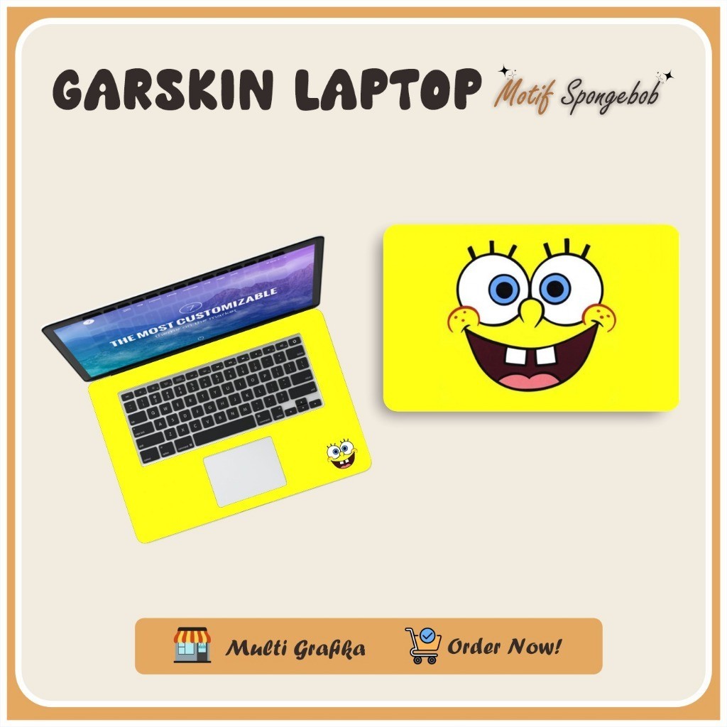 Sticker Laptop Motif Spongebob Cover Protector Notebook Skin Garskin  Minimalis dan Cantik Pelindung