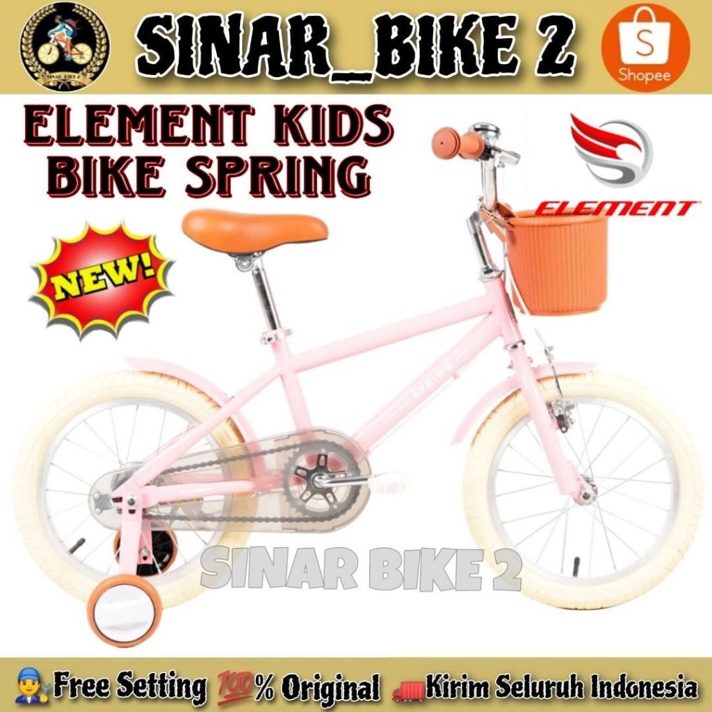 Sepeda Anak Perempuan BNB DAISY 16 Inch Vintage // ELEMENT KIDS BIKE SPRING Keranjang Ukuran 12 16 1
