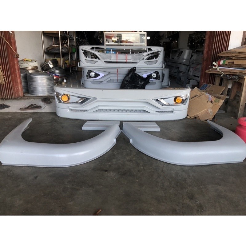 BEMPER TRUK SIGRA KOMPLIT SPAKBOR DAN HIDROLIK FULLSET / bemper truk murah bahan plat besi tebal