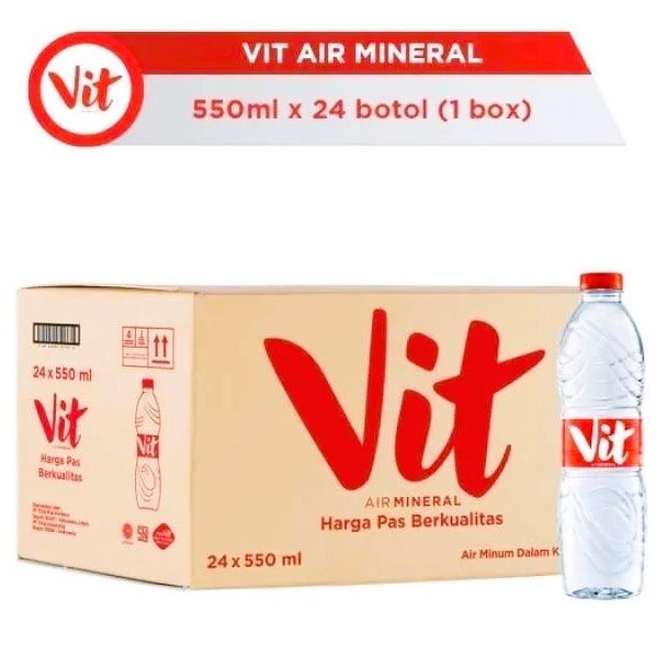 

VIT 550 mL/24 Btl Air Mineral Botol 550ml 1dus/carton(24pcs) VIT.....Lepasin Aja