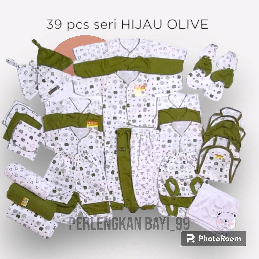 39 Pcs Paket Lahiran Lengkap Baju Bayi Baru Lahir Seri Olive Newborn Perlengkapan Bayi Baru Lahir
