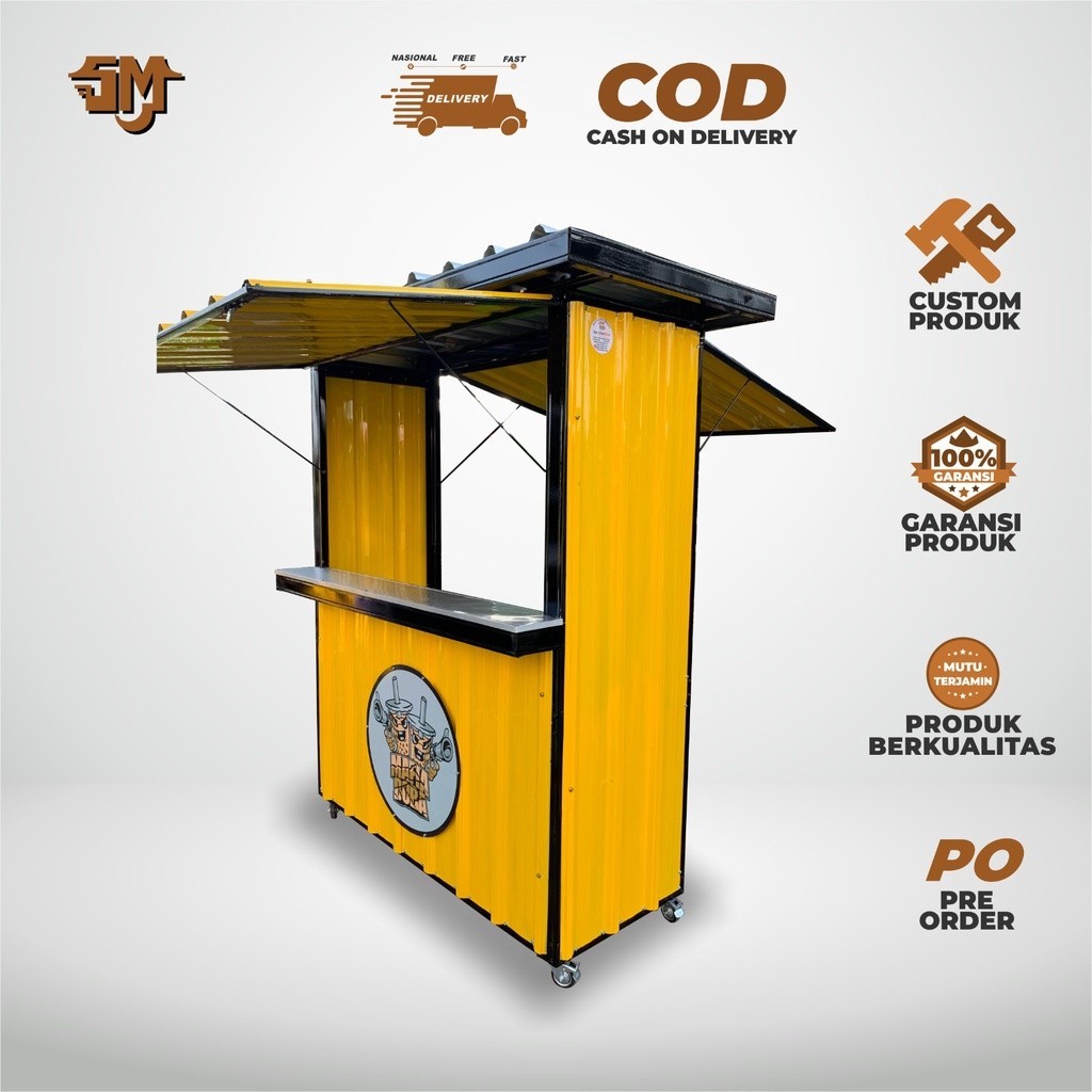 Booth Semi Container/Stand Makana Dan Minuman Kekinian/Gerobak Semi Kontainer Roda 4