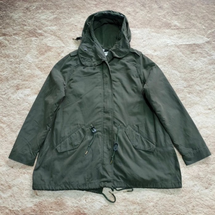 Jaket parka wanita JOURNAL STANDARD hijau army dua layer daleman sherpa lined size L casual murah