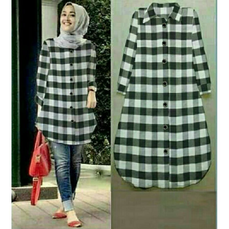 Yohen Kemeja Tunik / Kemeja Tunik Wanita / Tunik Kotak-Kotak/ GAMIS MODEL BARU MURAH