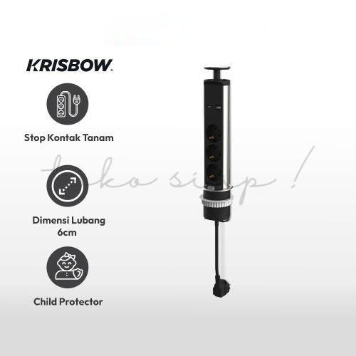 Tokosiap Krisbow Stop Kontak Tanam Meja Ekstensi 3 Socket Usb A & C