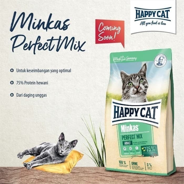 Makanan Kucing HAPPY CAT MINKAS PERFECT MIX 500 GRAM adult Happycat Happy Cat Perfect Mix Freshpack