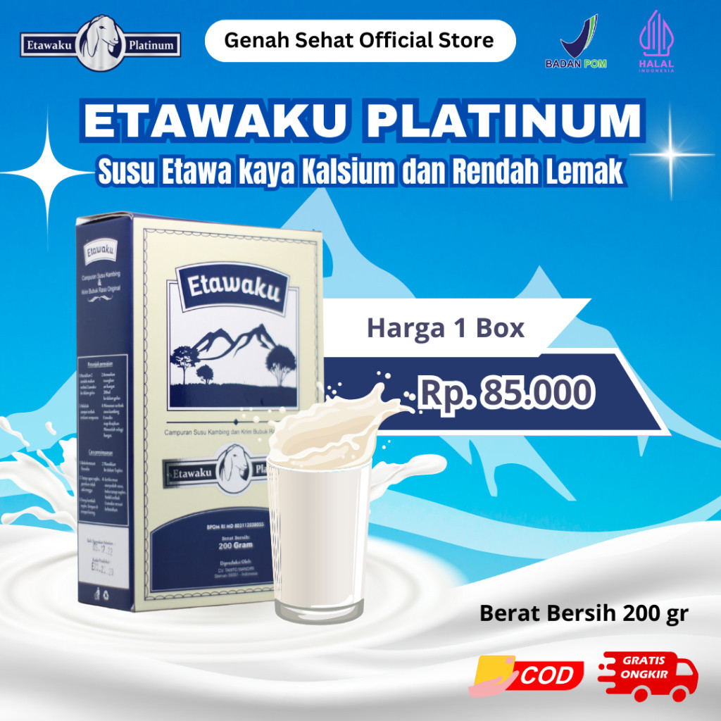 

Etawaku Platinum Susu Kambing Etawa Untuk Sesak Nafas dan Nyeri Sendi Official 1 Box