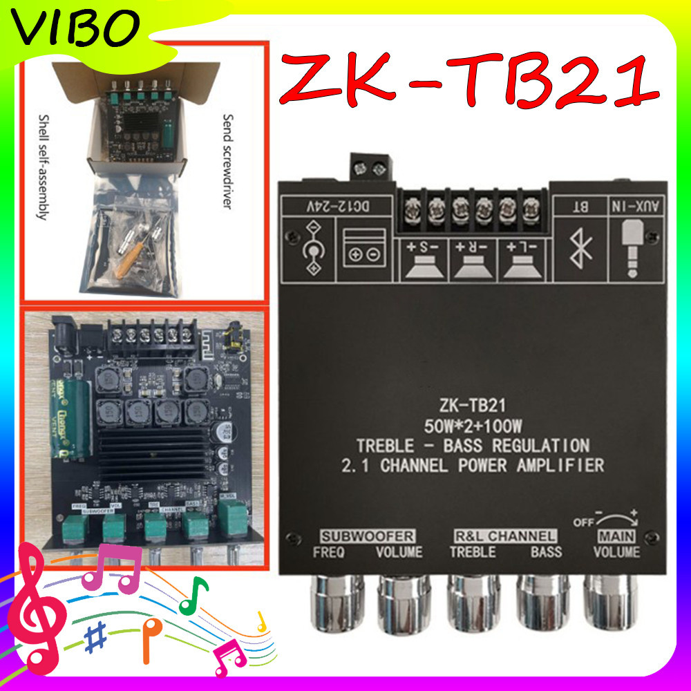 【ZK-TB21】Penyesuaian Tinggi dan Bass 2.1 Channel Bluetooth Modul Penguat Daya Digital Penuh Dapat dihubungkan ke subwoofer yang kelebihan berat badan 50W*2 100W Amplifier