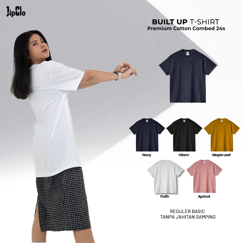 Kaos Polos Tanpa Jahitan Samping | Kaos Built Up Polos | Kaos Polos Cotton Combed 24s Putih