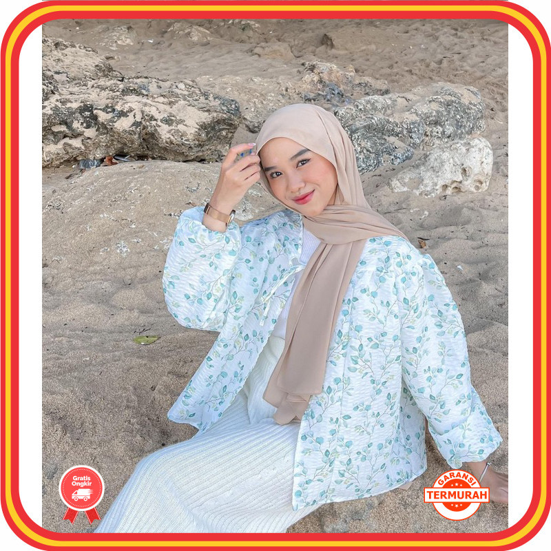Outer Baju Wanita Cantik Kekinian Korean Style / It's Choice - Fiona Atasan Wanita Outer Motif Bunga