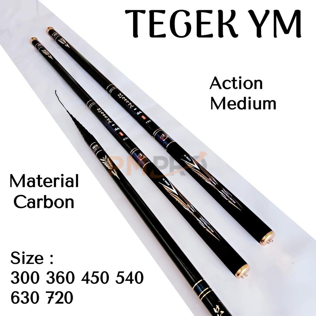 Joran Tegek YM 300 360 450 540 630 720 Ruas Panjang Bahan Carbon Action Medium Tongkat Pancing Tegeg