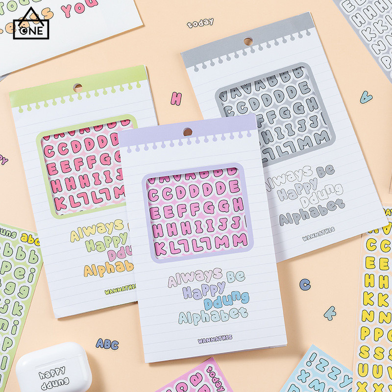 

COD❤️Stiker Transparan Huruf Inggris Warna Permen Buku Besar Tangan Stiker Label Stiker Dekoratif DIY