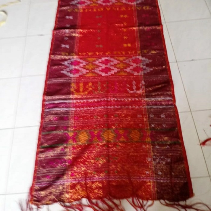 ulos Sadum merah bordir rumbai